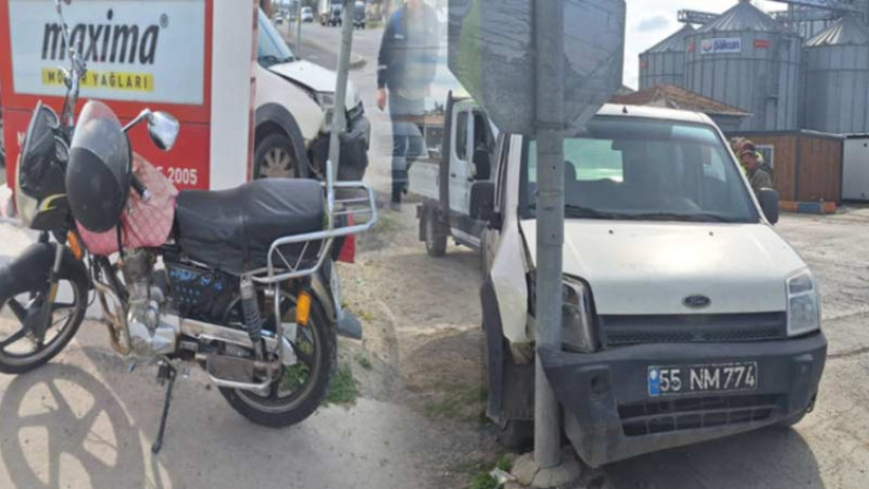 Bafra'da hafif ticari araçla çarpışan motosiklet sürücüsü yaralandı