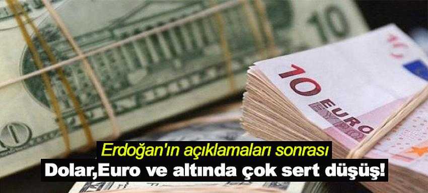 Erdoğan'ın açıklamaları sonrası Dolar, Euro ve altında çok sert düşüş! Dolar, Euro ve altın fiyatları ne kadar oldu?