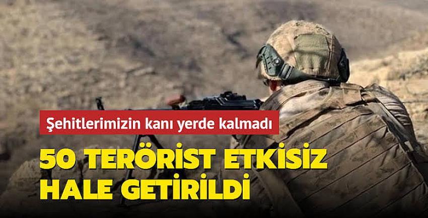PKK'ya darbe: 50 terörist etkisiz hale getirildi